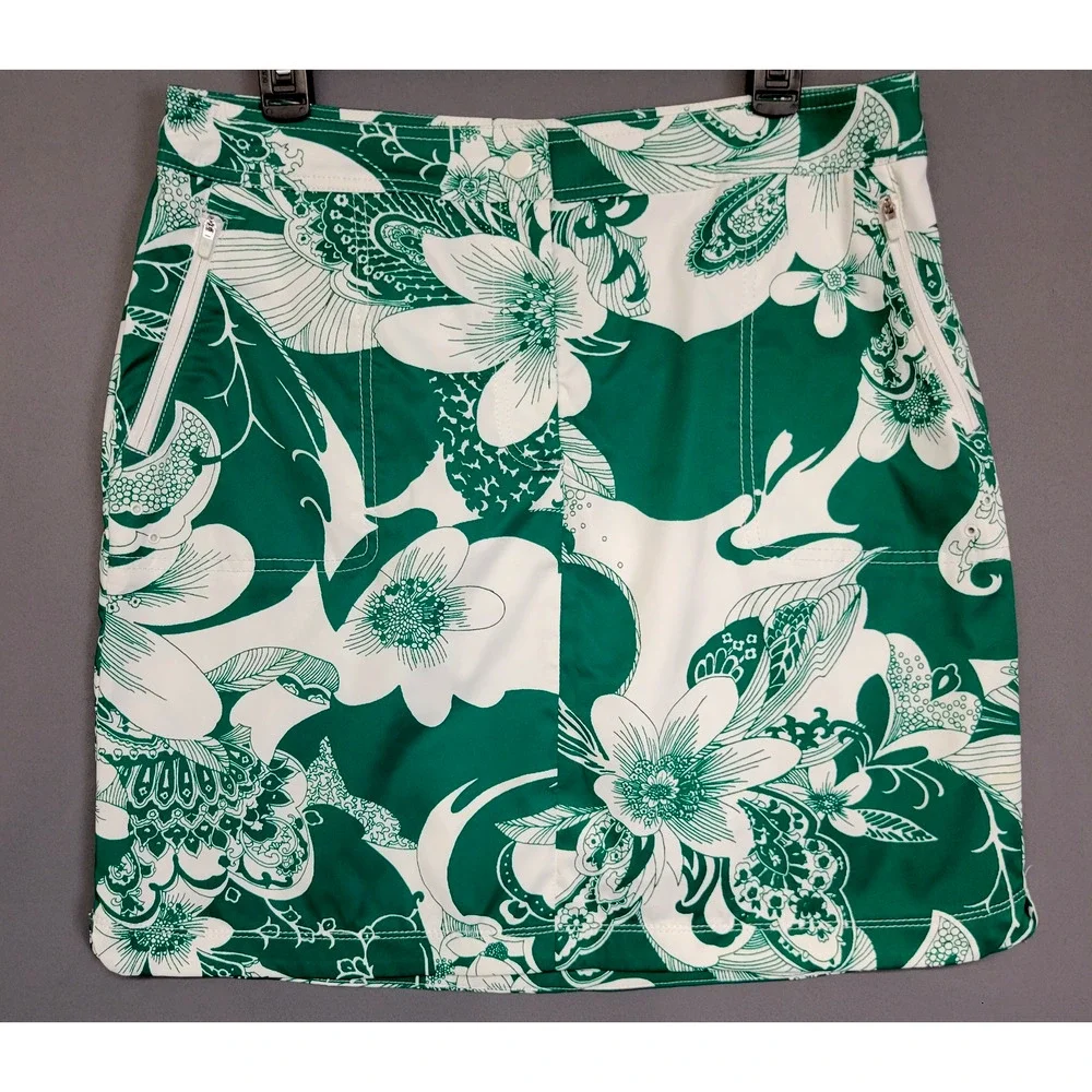 Talbots Skirt Womens 10 Floral Print Zip Pockets Lightweight Golf Outdoor Casual